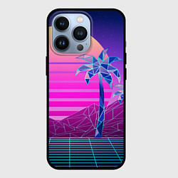 Чехол для iPhone 13 Pro Vaporwave неоновые горы и пальмы, цвет: 3D-черный