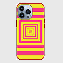 Чехол для iPhone 13 Pro Желтые квадраты трансформация, цвет: 3D-красный