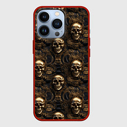 Чехол для iPhone 13 Pro Черепа и узоры лакшери, цвет: 3D-красный