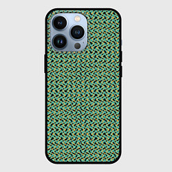 Чехол для iPhone 13 Pro Изумрудный волнистые линии, цвет: 3D-черный