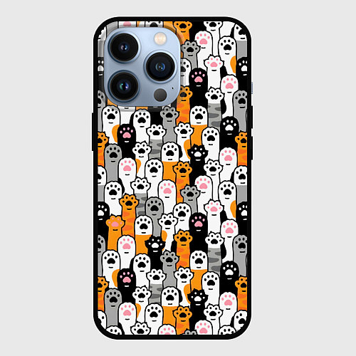 Чехол iPhone 13 Pro Кошачьи лапы / 3D-Черный – фото 1