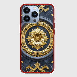 Чехол для iPhone 13 Pro Объемные золотые классические узоры, цвет: 3D-красный