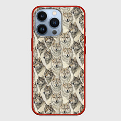 Чехол для iPhone 13 Pro Паттерн лесного волка, цвет: 3D-красный