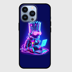 Чехол iPhone 13 Pro Барт Симпсон сидит в лэптопе - нейросеть