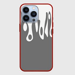 Чехол iPhone 13 Pro Потеки белой краски на сером фоне