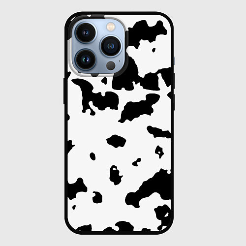 Чехол iPhone 13 Pro Черно белый пятнистый узор / 3D-Черный – фото 1