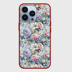 Чехол iPhone 13 Pro Цветы и бабочки летний паттерн