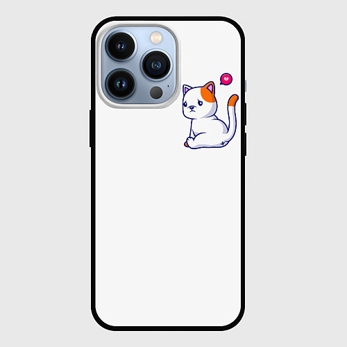 Чехол iPhone 13 Pro Милый кот обиделся с разбитым сердечком / 3D-Черный – фото 1