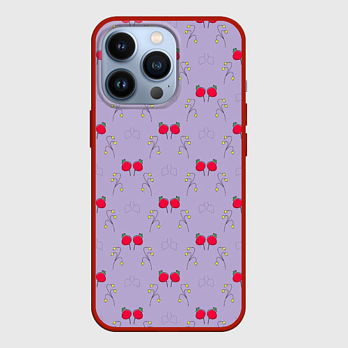 Чехол iPhone 13 Pro Ягоды на сиреневом / 3D-Красный – фото 1