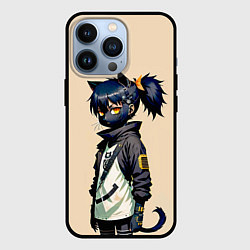 Чехол iPhone 13 Pro Прикольная чёрная кошечка - нейросеть