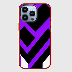 Чехол iPhone 13 Pro Фиолетово-белые полосы на чёрном фоне