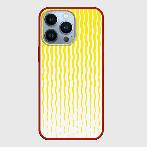 Чехол iPhone 13 Pro Вертикальные волнистые линии / 3D-Красный – фото 1