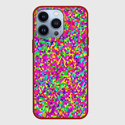 Чехол iPhone 13 Pro Паттерн разноцветная мелкая мозаика / 3D-Красный – фото 1