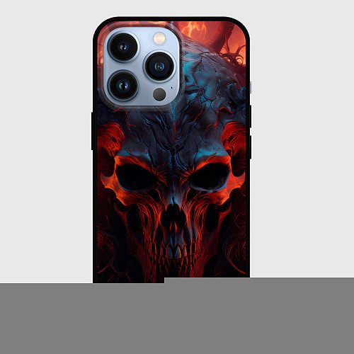 Чехол iPhone 13 Pro Demon skull with horns / 3D-Черный – фото 1