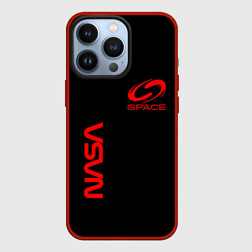 Чехол iPhone 13 Pro Nasa space red logo / 3D-Красный – фото 1