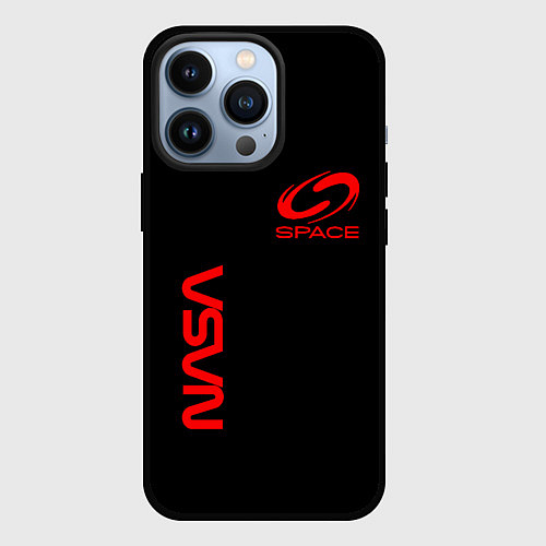 Чехол iPhone 13 Pro Nasa space red logo / 3D-Черный – фото 1