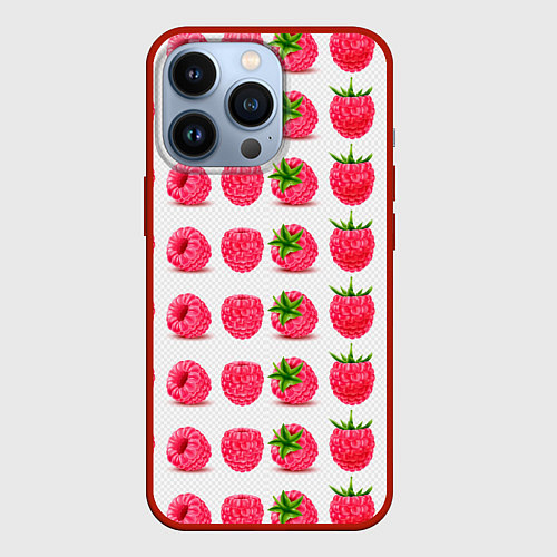 Чехол iPhone 13 Pro Ягода малина узор / 3D-Красный – фото 1