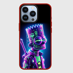 Чехол для iPhone 13 Pro Bart Simpson cyber ninja - neon glow, цвет: 3D-красный