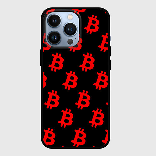 Чехол iPhone 13 Pro Bitcoin red logo money / 3D-Черный – фото 1