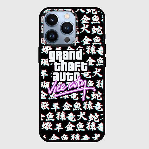 Чехол iPhone 13 Pro GTA vice city japan / 3D-Черный – фото 1
