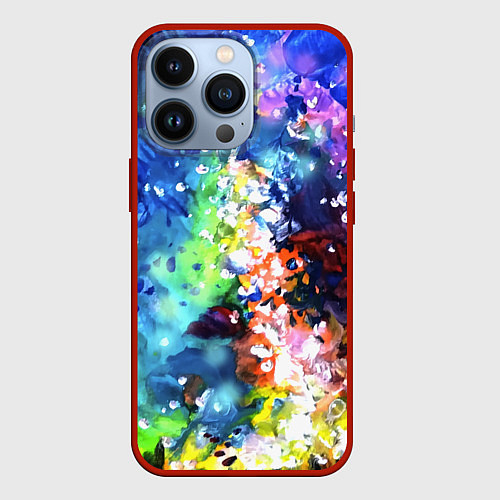 Чехол iPhone 13 Pro Яркий млечный путь / 3D-Красный – фото 1