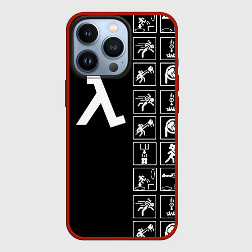 Чехол iPhone 13 Pro Half life pattern game / 3D-Красный – фото 1