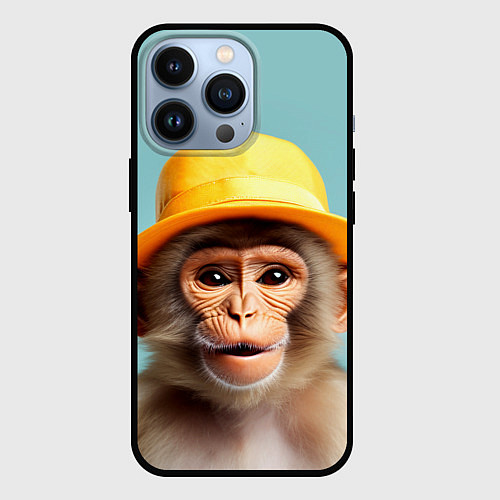 Чехол iPhone 13 Pro Мартышка в шляпе / 3D-Черный – фото 1