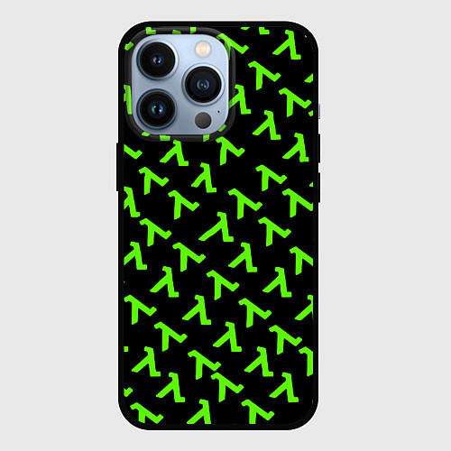 Чехол iPhone 13 Pro Half life green logo / 3D-Черный – фото 1