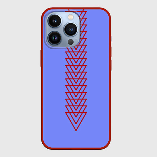 Чехол iPhone 13 Pro Треугольники полосой / 3D-Красный – фото 1