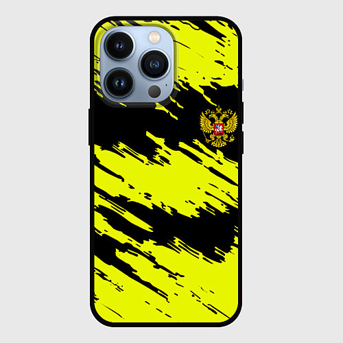 Чехол iPhone 13 Pro Российская империя краски жёлтые / 3D-Черный – фото 1