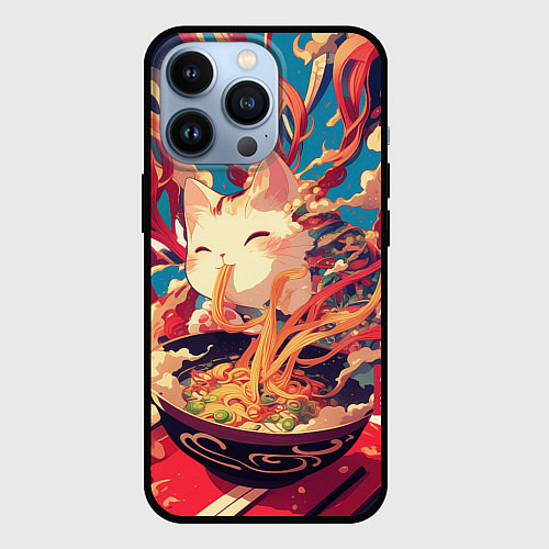 Чехол iPhone 13 Pro Cat and ramen / 3D-Черный – фото 1