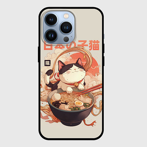 Чехол iPhone 13 Pro Ramen and the cat / 3D-Черный – фото 1