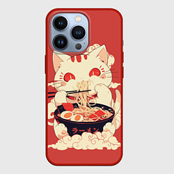 Чехол iPhone 13 Pro Japanese cat eats ramen