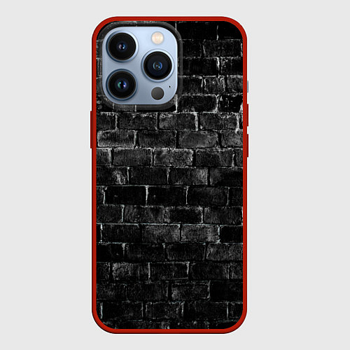 Чехол iPhone 13 Pro Текстура темного кирпича / 3D-Красный – фото 1