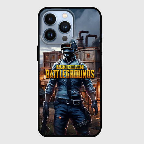 Чехол iPhone 13 Pro PUBG персонаж из игры / 3D-Черный – фото 1