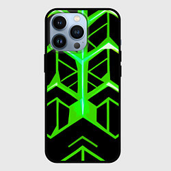 Чехол iPhone 13 Pro Green lines on a black background