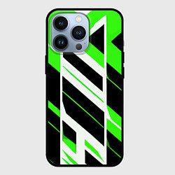 Чехол iPhone 13 Pro Black and green stripes on a white background