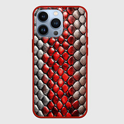 Чехол для iPhone 13 Pro Змеиная объемная текстурная красная шкура, цвет: 3D-красный
