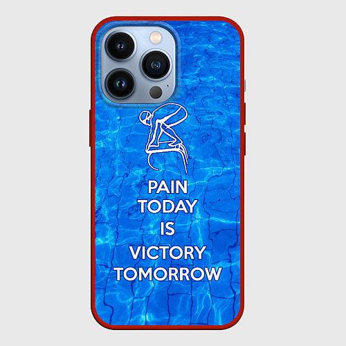Чехол iPhone 13 Pro Боль сегодня - победа завтра / 3D-Красный – фото 1