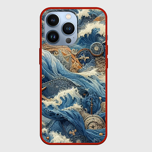 Чехол iPhone 13 Pro Абстрактная композиция - нейросеть / 3D-Красный – фото 1