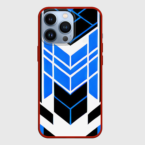 Чехол iPhone 13 Pro Blue and black stripes on a white background / 3D-Красный – фото 1