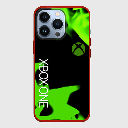 Чехол iPhone 13 Pro Xbox one green flame / 3D-Красный – фото 1