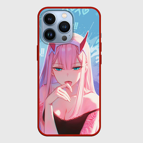 Чехол iPhone 13 Pro Zero two аниме / 3D-Красный – фото 1