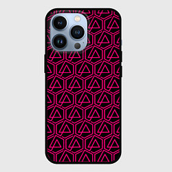 Чехол для iPhone 13 Pro Linkin park pink logo, цвет: 3D-черный