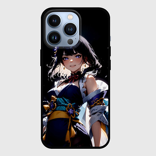 Чехол iPhone 13 Pro Genshin impact - shogun raiden / 3D-Черный – фото 1