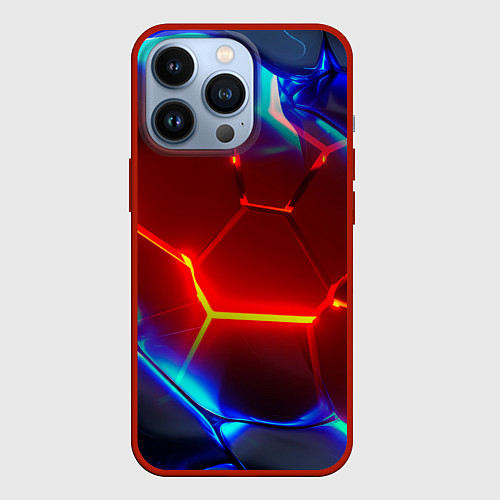 Чехол iPhone 13 Pro Красные плиты с ярким светом / 3D-Красный – фото 1