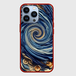 Чехол для iPhone 13 Pro Воронка из джинсы и пуговиц - нейросеть, цвет: 3D-красный