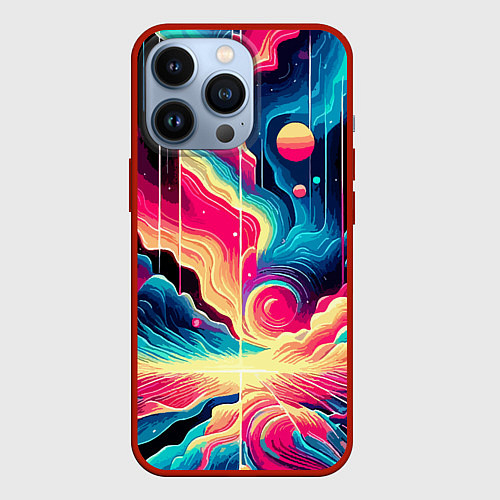 Чехол iPhone 13 Pro Neon space fantasy - ai art / 3D-Красный – фото 1