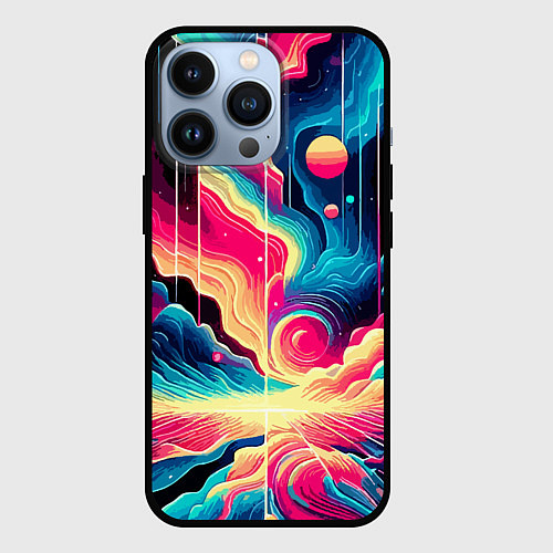 Чехол iPhone 13 Pro Neon space fantasy - ai art / 3D-Черный – фото 1