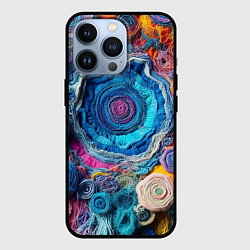 Чехол для iPhone 13 Pro Вязаные цветы - пэчворк, цвет: 3D-черный